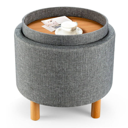 Round stool with storage space &amp; Removable lid can hold up to 150 kg. Gray footstool