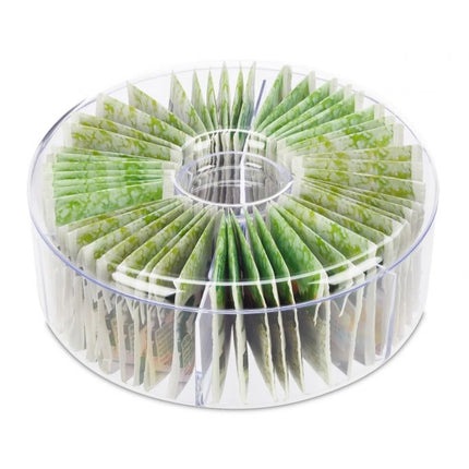 Round transparent tea box with 6 compartments
