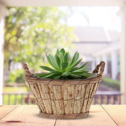 Pot de fleurs rond en bois - lot de 3