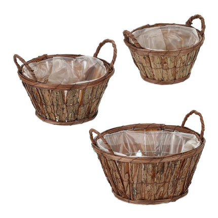 Pot de fleurs rond en bois - lot de 3