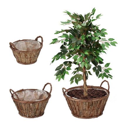 Pot de fleurs rond en bois - lot de 3
