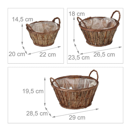 Pot de fleurs rond en bois - lot de 3