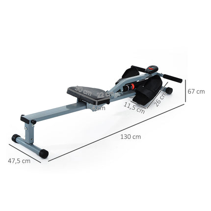 Rowing machine Exercise bike with LCD, Steel frame, Grey