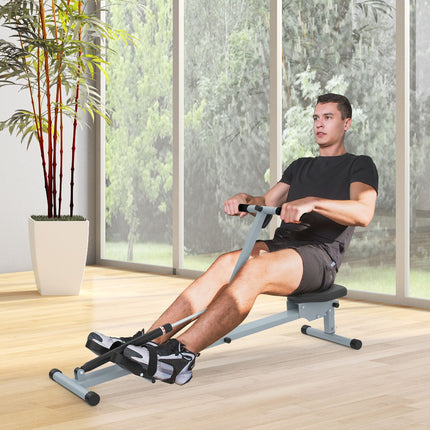 Rowing machine Exercise bike with LCD, Steel frame, Grey