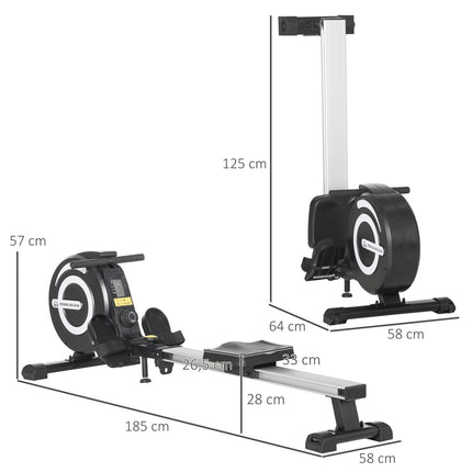 Folding rowing machine - 8 levels, training for the whole body
