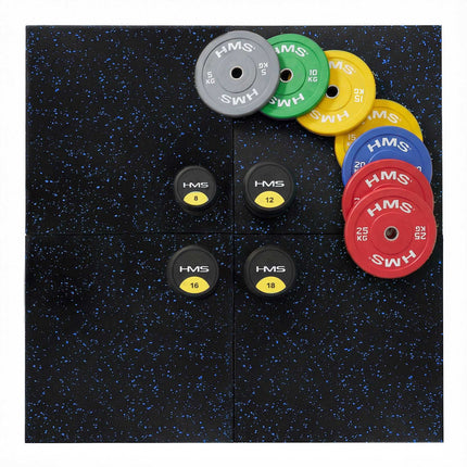 Rubber Gym Floor Tile 1x1 m, 15 mm, Black-Blue