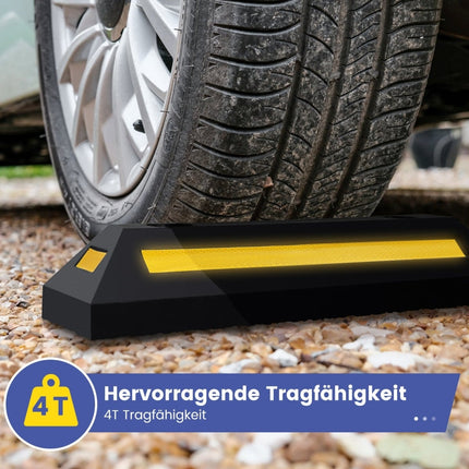 Rubber Wheel Stopper with Reflective Strips, 4000 Kg Capacity