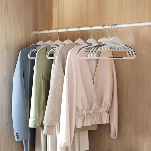 Rubberised Space-Saving Clothes Hangers – Set of 10