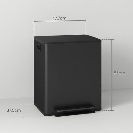 Stainless steel 50L double pedal container with inner container