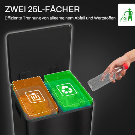 Stainless steel 50L double pedal container with inner container