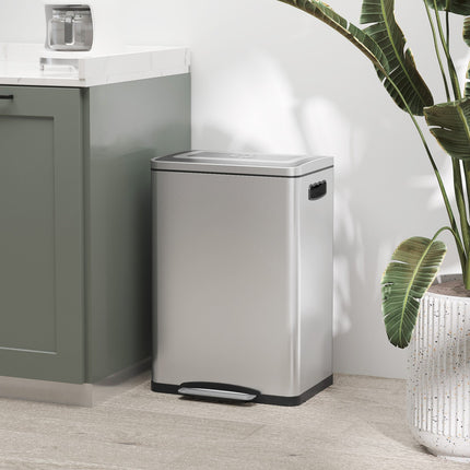 Edelstahl-Mülleimer 40L - Doppelte Soft-Close-Fächer
