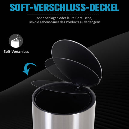 12L Pedal container in stainless steel, Soft Close, Inner container
