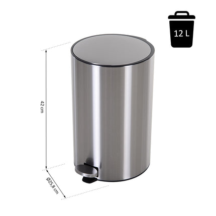 12L Pedal container in stainless steel, Soft Close, Inner container