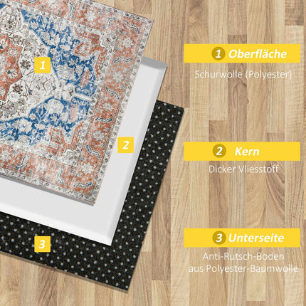 Kurzflor-Teppich aus Polyester, 230x160 cm - Wohn- und Schlafzimmer