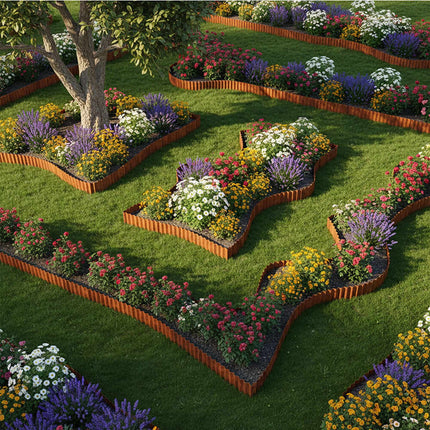 Rust Finish Metal Garden Bed Edging – Weed Barrier