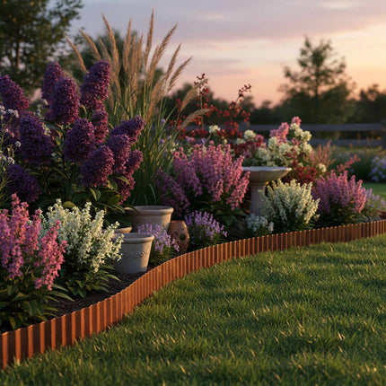 Rust Finish Metal Garden Bed Edging – Weed Barrier