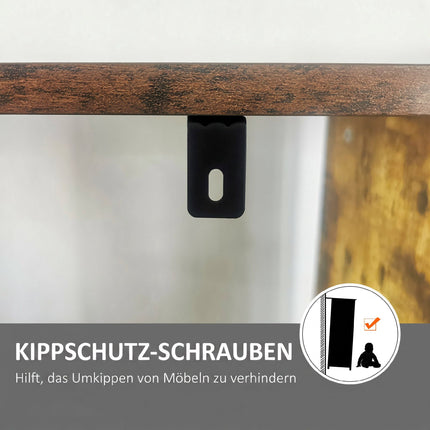 Rustic Brown 5-Tier Bookshelf, Metal Frame, 77x30x157.5 cm