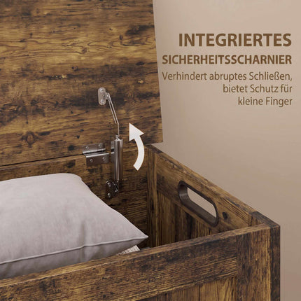 Rustic Brown MDF Storage Chest with Safety Hinges