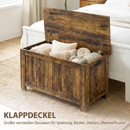 Rustic Brown MDF Storage Chest with Safety Hinges