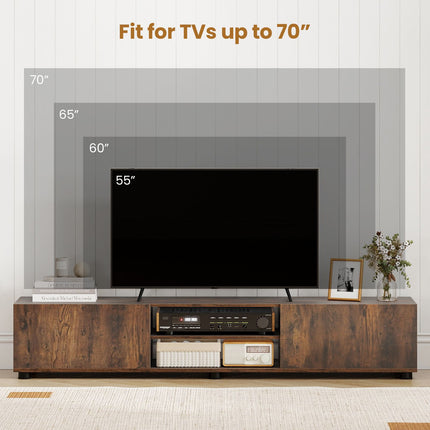 Rustic Brown TV Stand for 70" Screens with Storage Shelves