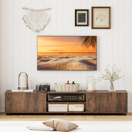 Rustic Brown TV Stand for 70" Screens with Storage Shelves