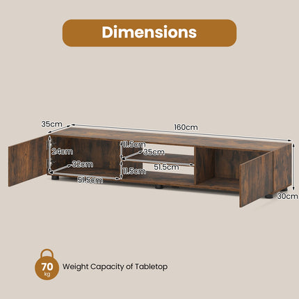 Rustic Brown TV Stand for 70" Screens with Storage Shelves