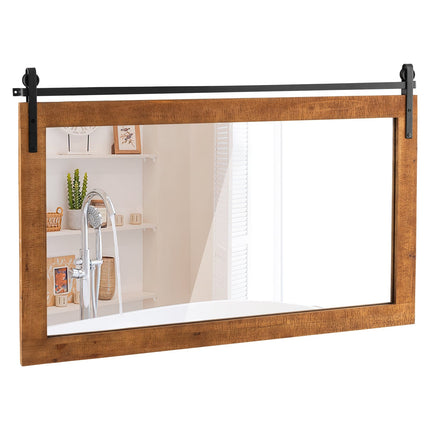 Rustikaler Wandspiegel mit Holzrahmen, 100x66 cm, Braun