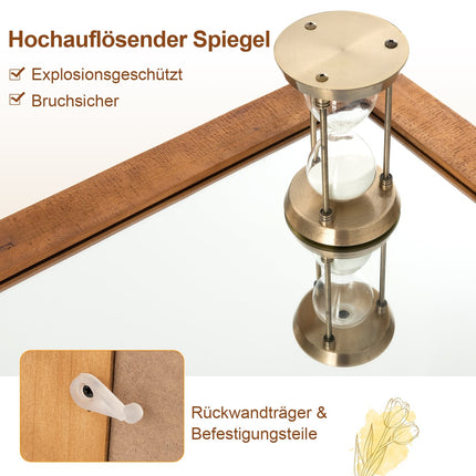 Rustikaler Wandspiegel mit Holzrahmen, 100x66 cm, Braun