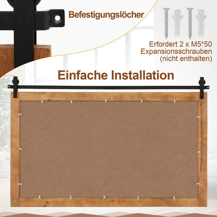 Rustikaler Wandspiegel mit Holzrahmen, 100x66 cm, Braun