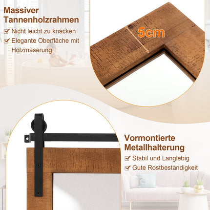 Rustikaler Wandspiegel mit Holzrahmen, 100x66 cm, Braun