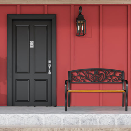 Banc de jardin rustique en métal et bois