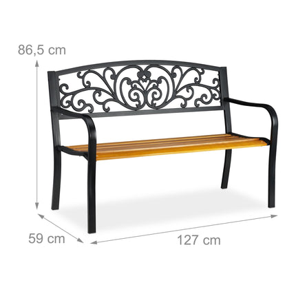 Banc de jardin rustique en métal et bois