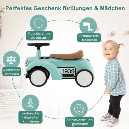 Rutcshauto Rutscherfahrzeug mit Stauraum &amp; Kippschutz Kinderfahrzeug mit Lenkrad 58 x 27 x 34 cm Grün