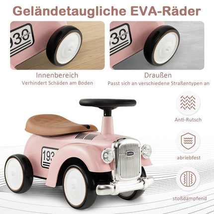 Rutcshauto Rutscherfahrzeug mit Stauraum &amp; Kippschutz Kinderfahrzeug mit Lenkrad 58 x 27 x 34 cm Rosa