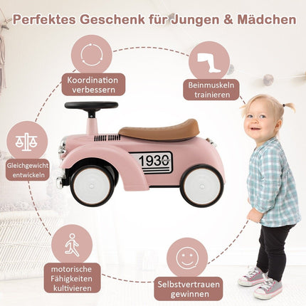 Rutcshauto Rutscherfahrzeug mit Stauraum &amp; Kippschutz Kinderfahrzeug mit Lenkrad 58 x 27 x 34 cm Rosa