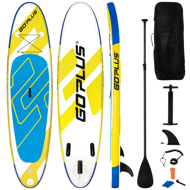 SUP Board Aufblasbares Stand Up Paddle Board mit breiter Fläche 305 x 76 x 15 cm Blau + Gelb + Weiß