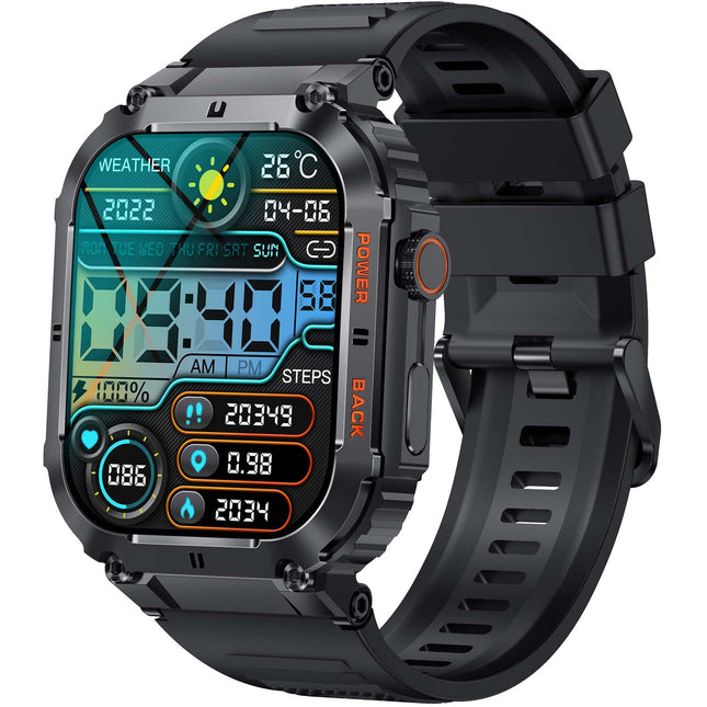 SWC-191B Bluetooth SmartWatch mit Herzfrequenz-, Blutdruck- und Blutsauerstoffsensor &amp; Anruffunktion