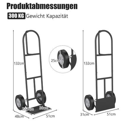 Sackkarre mit P-Griff Gabelstapler mit hoher Rückenlehne 51 x 48 x 132 cm schwarz