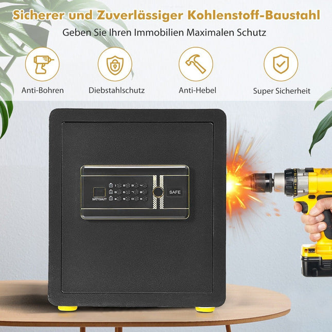 Tresor Elektronischer Tresorschrank mit digitaler Tastatur 45L Tresor Safe 36x31x41cm Schwarz