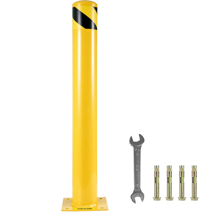 Safety Bollard, 42 In, 4.5 In OD Steel, Yellow