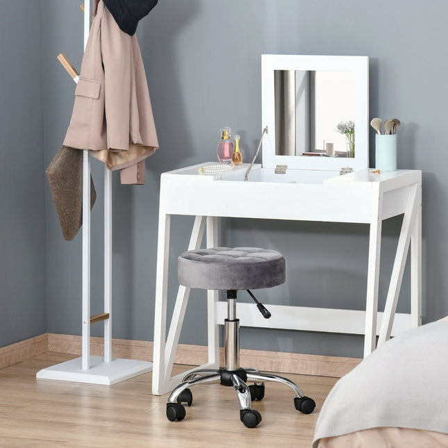 Loungesessel Rollhocker, Samt-Optik, Höhenverstellbar, Grau