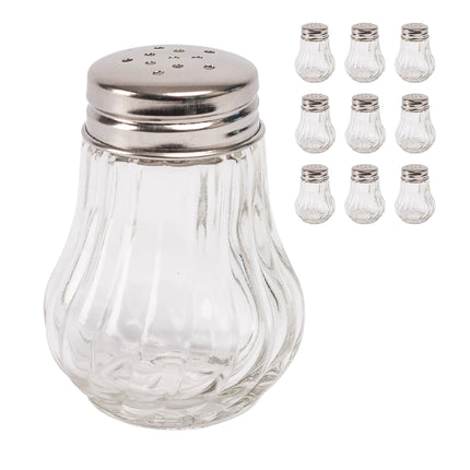 Salz- und Pfefferstreuer-Set, 10-teilig, geriffeltes Glas