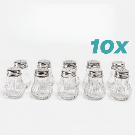 Salz- und Pfefferstreuer-Set, 10-teilig, geriffeltes Glas