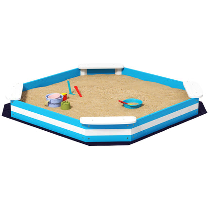 Holzsandkasten mit Sitzbank & Bodenplane, 133x108 cm