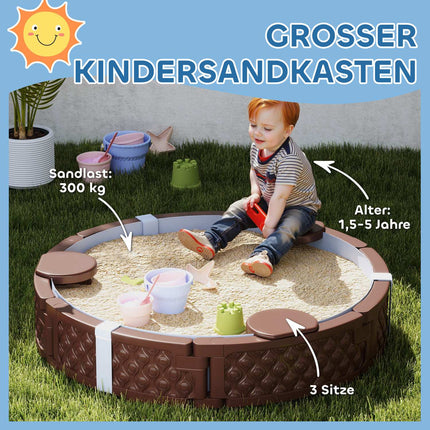 Sandbox with waterproof base and lid, for ages 1.5-5