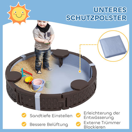 Sandbox with waterproof base and lid, for ages 1.5-5