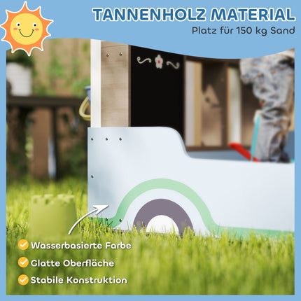 Wooden sandbox with roof and bench for children, 90x108 cm