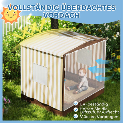 Holzsandkasten mit Sitzbank & Stauraum, 142 x 101,5 cm