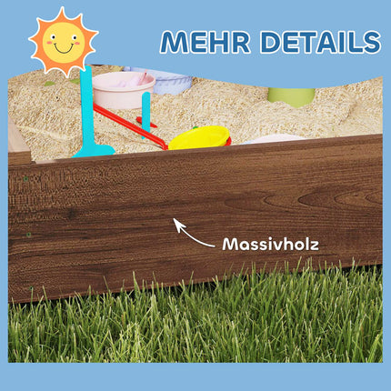 Holzsandkasten mit Sitzbank & Stauraum, 142 x 101,5 cm