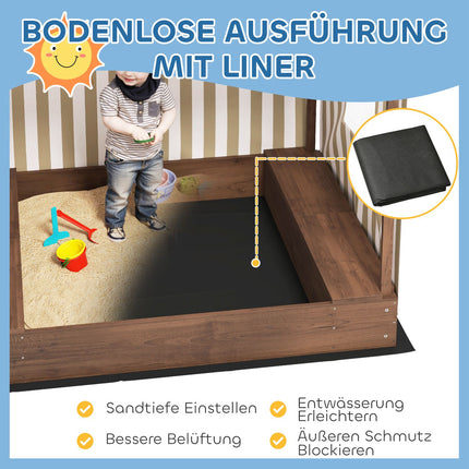 Holzsandkasten mit Sitzbank & Stauraum, 142 x 101,5 cm